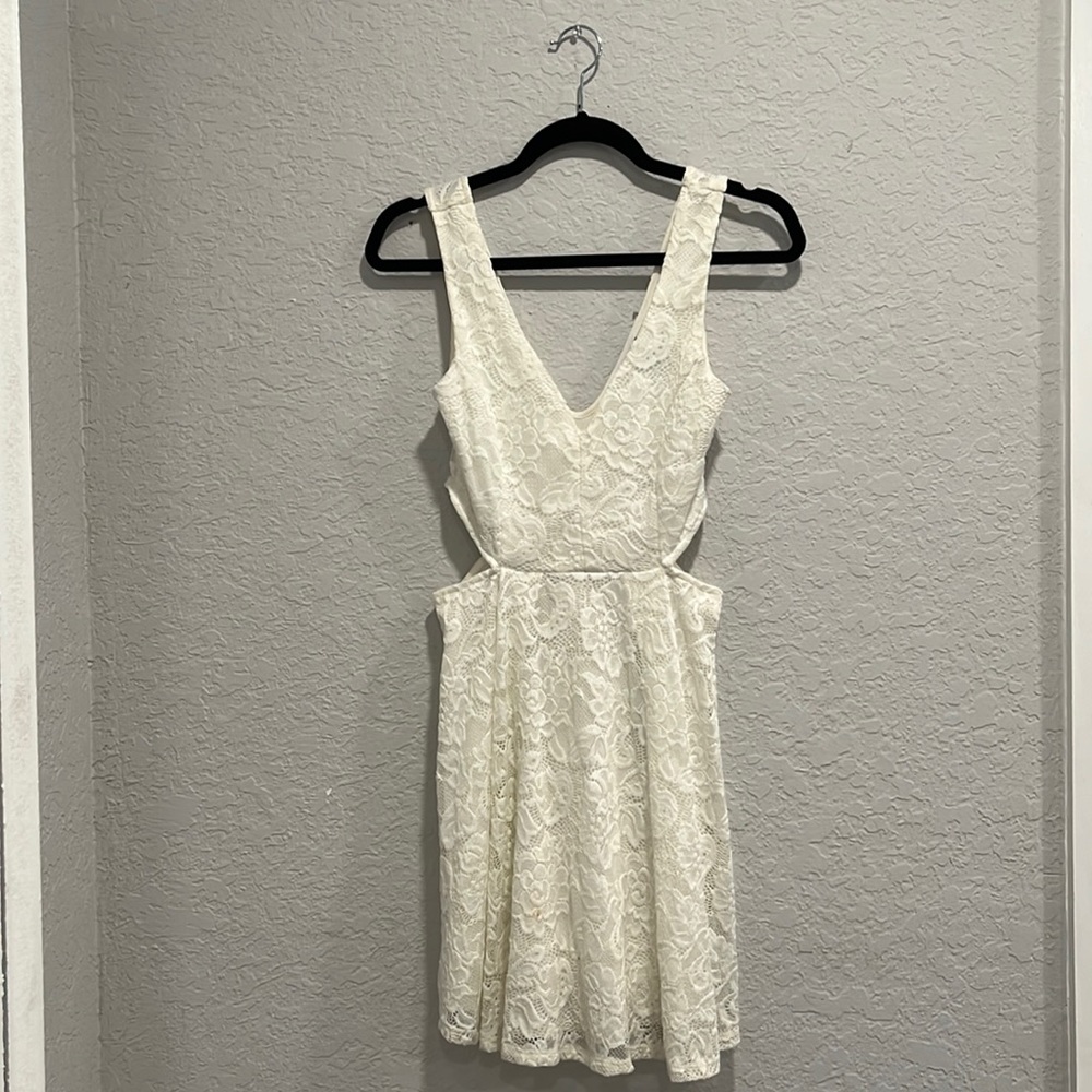 Floral White cut out mini dress